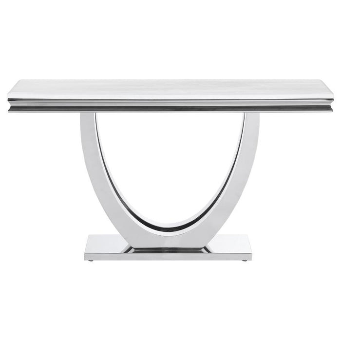 Kerwin - U-Base Stone Top Entryway Sofa Console Table - Chrome