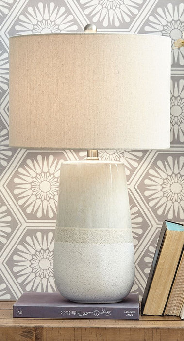 Shavon - Beige / White - Ceramic Table Lamp