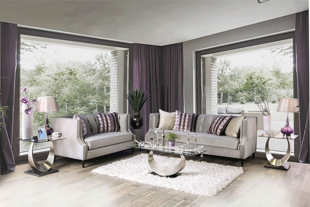 Tegan - Loveseat - Gray / Purple