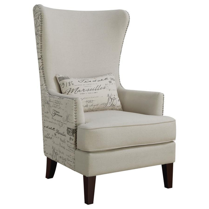 Pippin - Curved Arm High Back Accent Chair - Cream