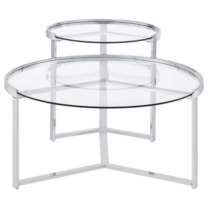 Delia - 2 Piece Round Glass Top Nesting Coffee Table