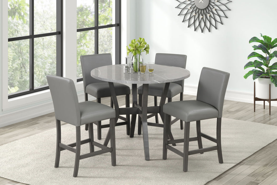 Tribecca - 5 Piece Round Pub Set - Espresso / Gray