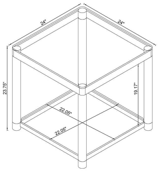 Anne - End Table With Lower Shelf - Chrome And Clear