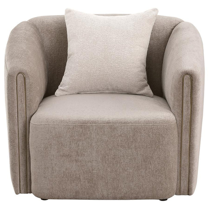 Townsend - Chenille Upholstered Rolled Arm Chair - Latte