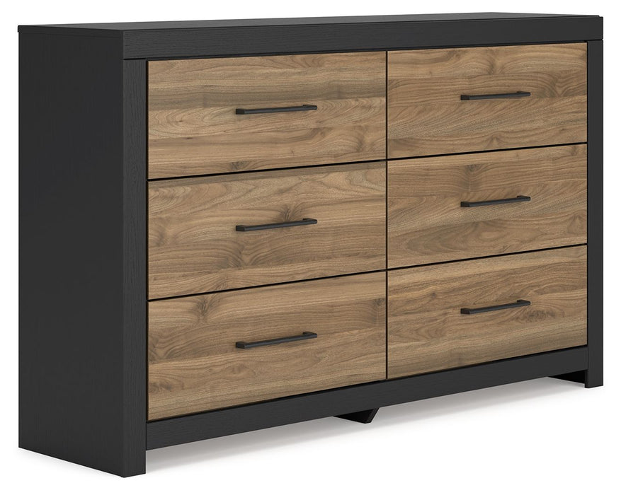 Vertani - Black / Honey Brown - Six Drawer Dresser