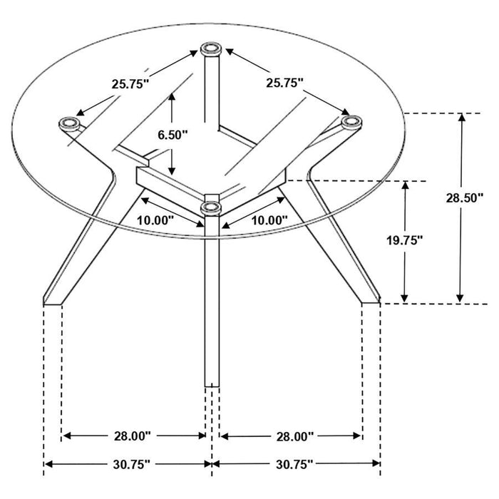 Paxton - Round Glass Top Wood Dining Table - Nutmeg