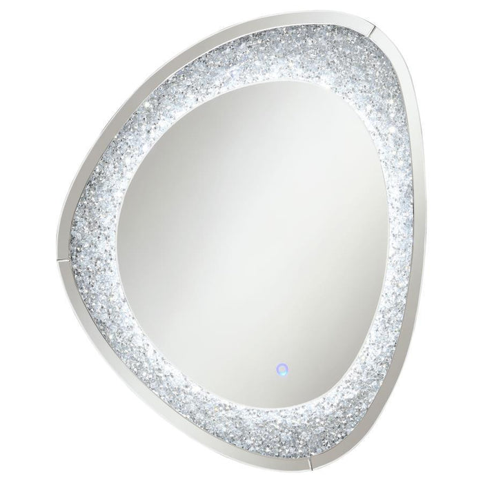 Mirage - Acrylic Crystals Inlay Wall Mirror With LED Lights - Silver