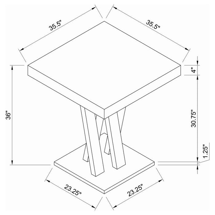 Freda - Double X-Shaped Base Square Table