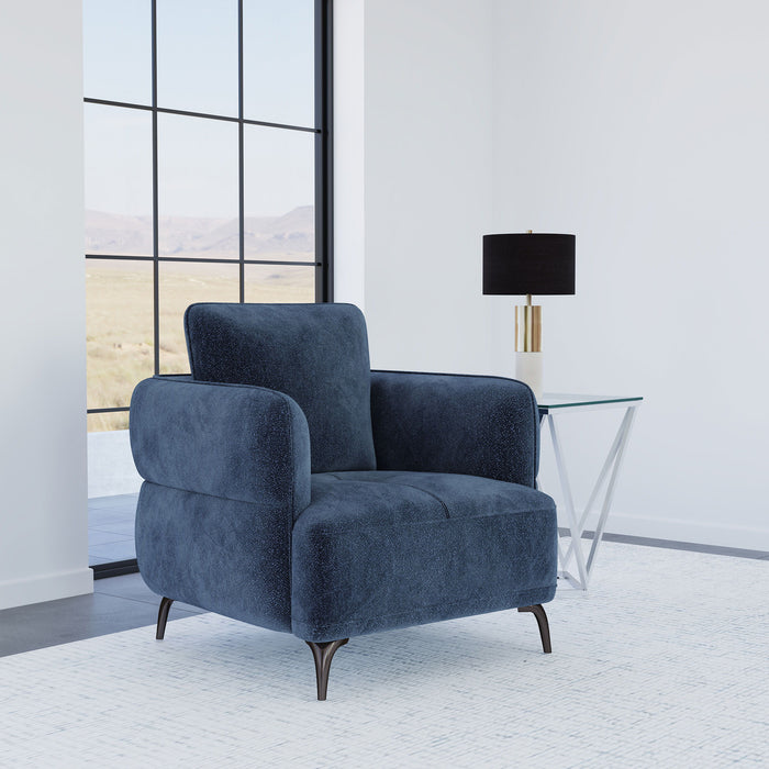 Lively - Chenille Upholstered Modern Track Arm Chair - Blue