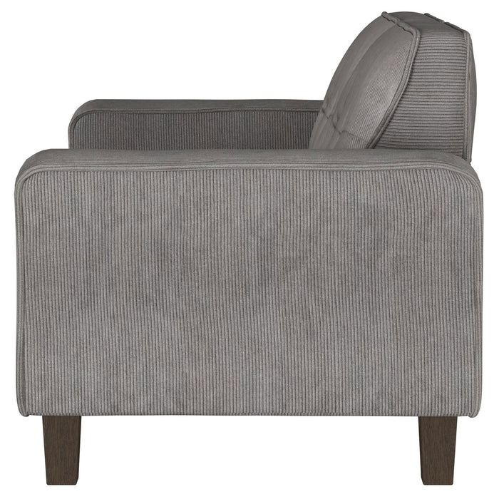 Deerhurst - Upholstered Tufted Track Arm Loveseat - Charcoal