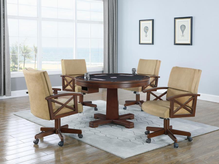 Marietta - 5 Piece Game Table Set - Tobacco And Tan