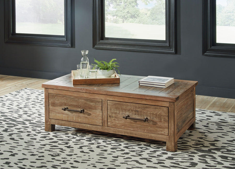 Randale - Distressed Brown - Cocktail Table With Storage