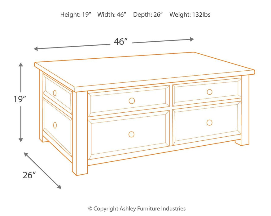 Tyler - Grayish Brown / Black - Lift Top Cocktail Table