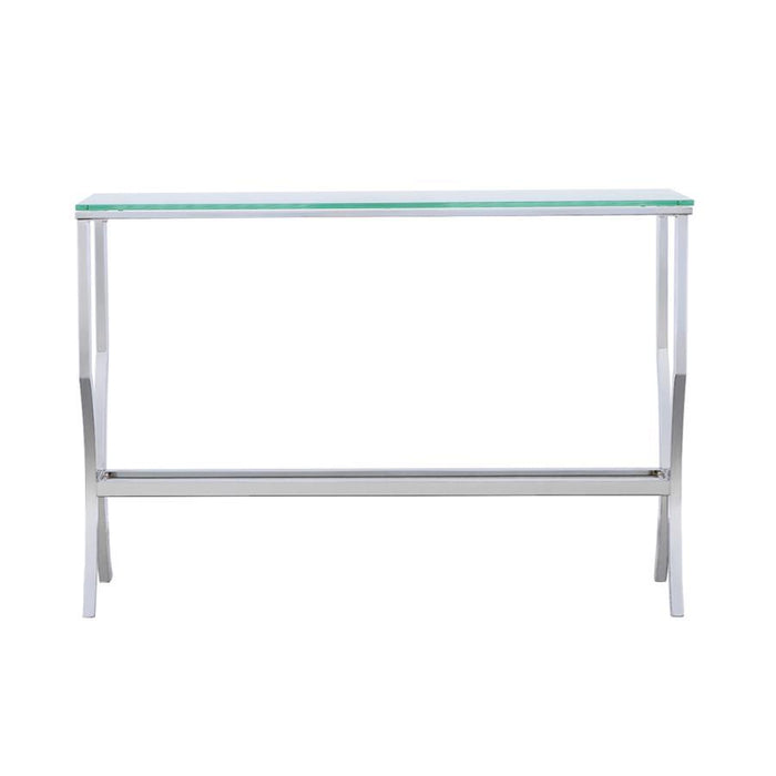 Saide - Rectangular Sofa Table With Mirrored Shelf - Chrome