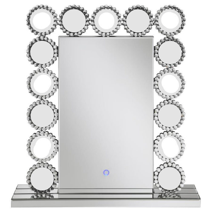 Aghes - Rectangular Table - Mirror With LED Lighting Mirror - Silver