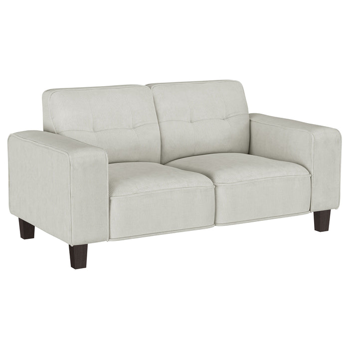 Deerhurst - Upholstered Track Arm Tufted Loveseat - Beige