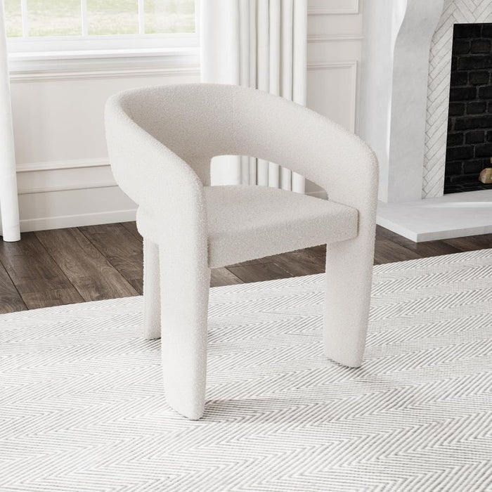 Eudora - Boucle Upholstered Dining Side Chair - Cream