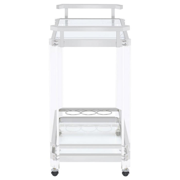 Jefferson - 2-Tier Glass Shelf Acrylic Bar Cart - Chrome