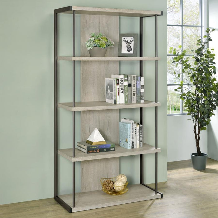 Loomis - 4-Shelf Bookshelf - Whitewashed Gray