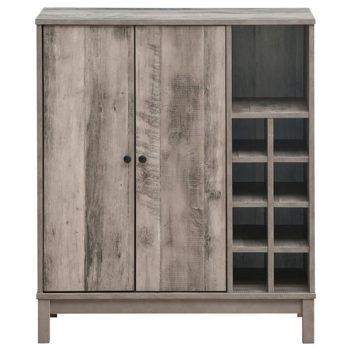 Cheyenne - 2 Door Home Bar Wine Cabinet - Weathered Acacia