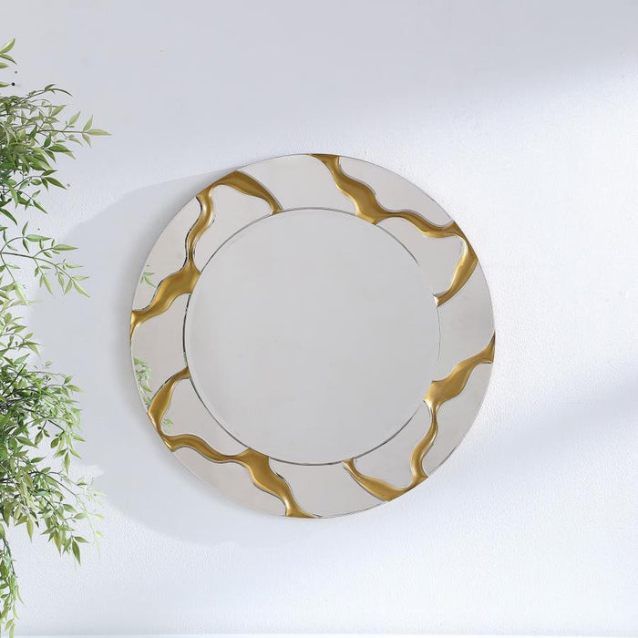 Dorinda - Round Kintsugi Style Wall Mirror - Gold