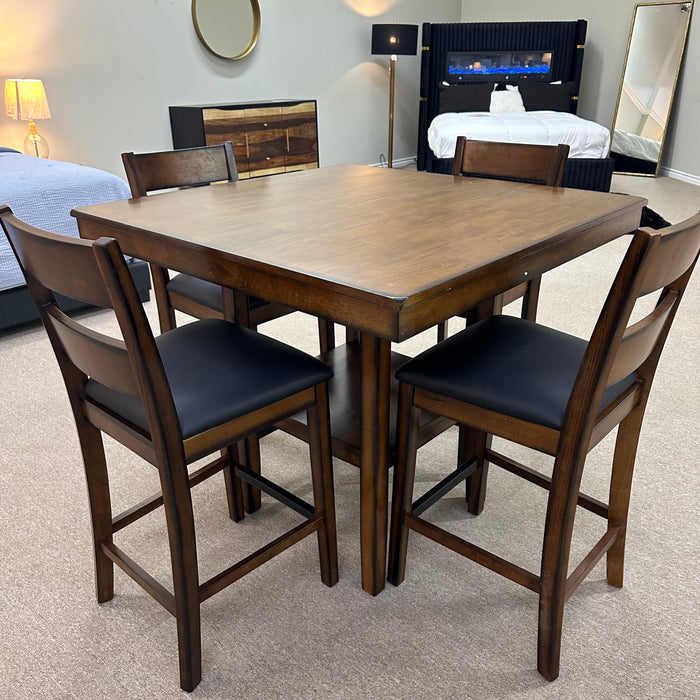 Madrino - 5 Piece Counter Height Dining Set - Cherry Brown