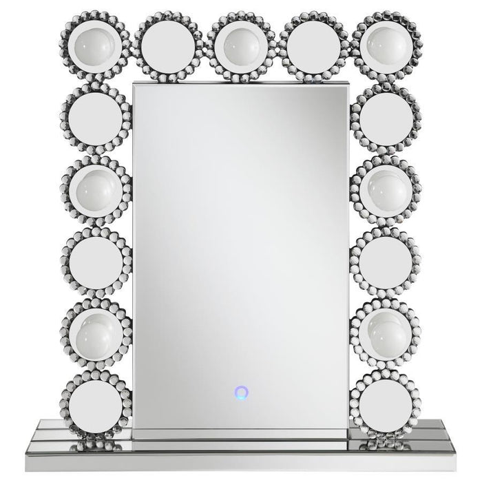 Aghes - Rectangular Table - Mirror With LED Lighting Mirror - Silver