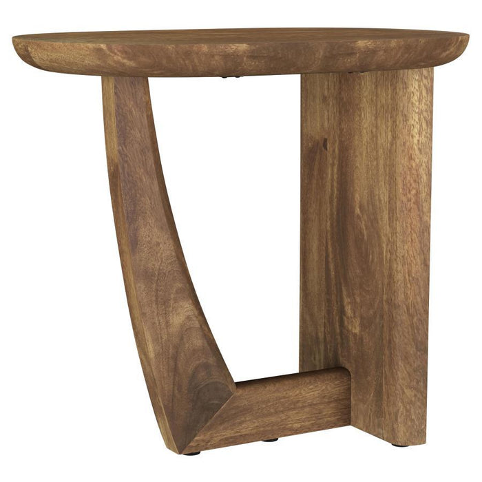 Fletcher - Round Solid Mango Wood Accent Side Table - Brown