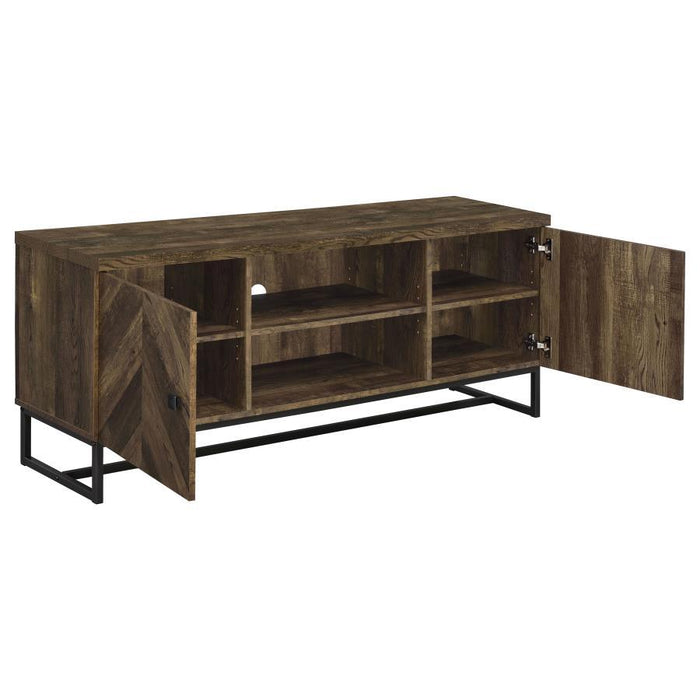 Myles - 2-Door TV Console With Adjustable Shelves - Rustic Oak Herringbone