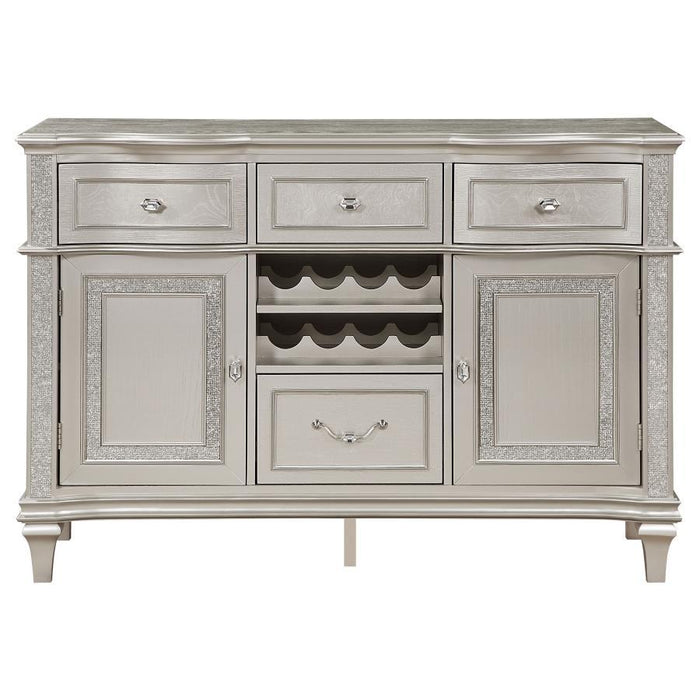 Evangeline - 4-Drawer Sideboard Server With Faux Diamond Trim - Silver Oak