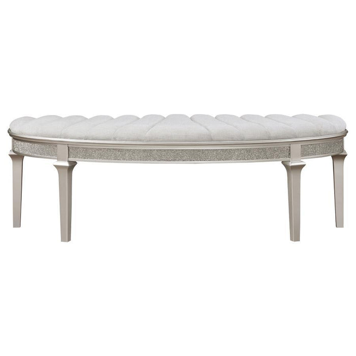 Evangeline - Curved Fabric Upholstered Bench - Silver Oak