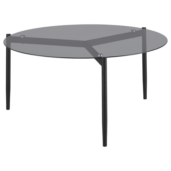 Rosalie - Round Smoked Glass Top Coffee Table Sandy - Black