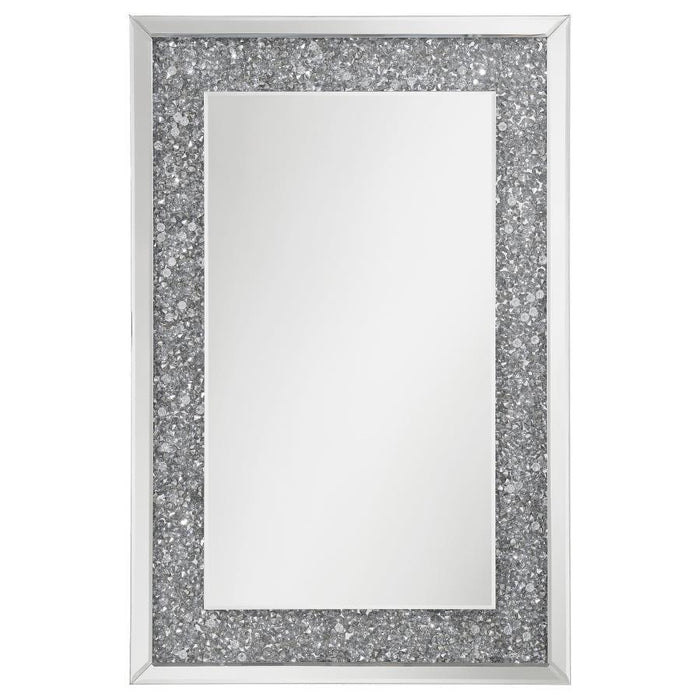 Valerie - Crystal Inlay Rectangle Wall Mirror - Silver