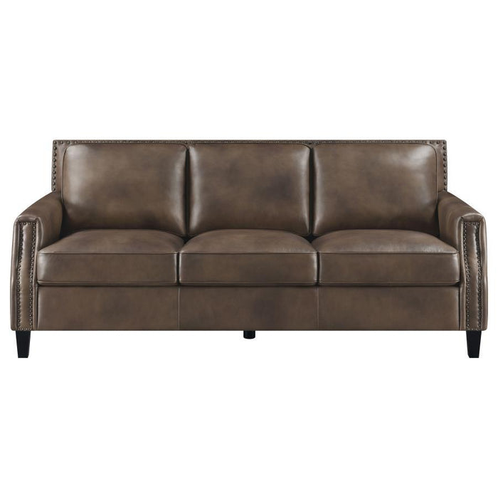 Leaton - Upholstered Recessed Arms Sofa - Brown Sugar