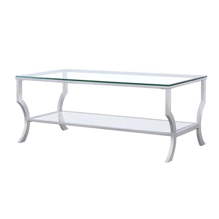 Saide - Rectangular Coffee Table With Mirrored Shelf - Chrome