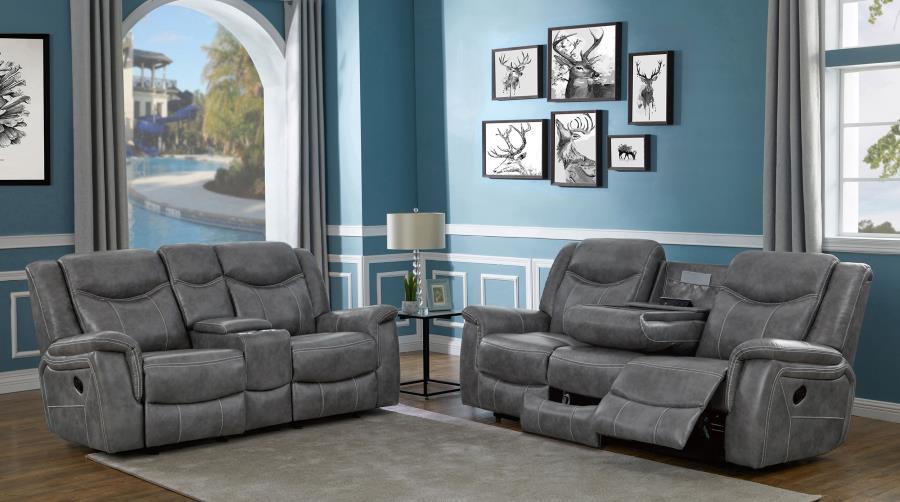 Conrad - Upholstered Padded Arm Motion Sofa Set