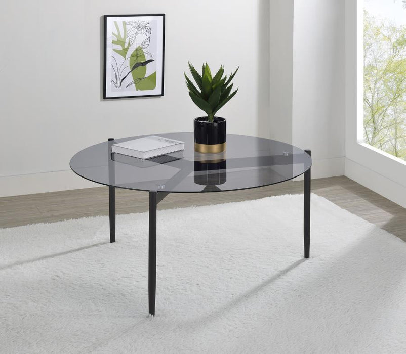 Rosalie - Round Smoked Glass Top Coffee Table Sandy - Black