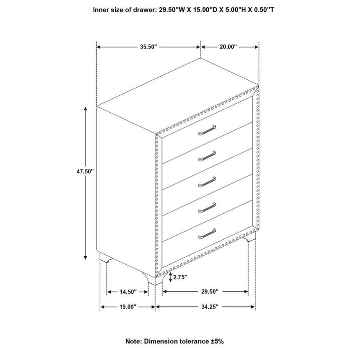 Melody - 5-Drawer Bedroom Chest