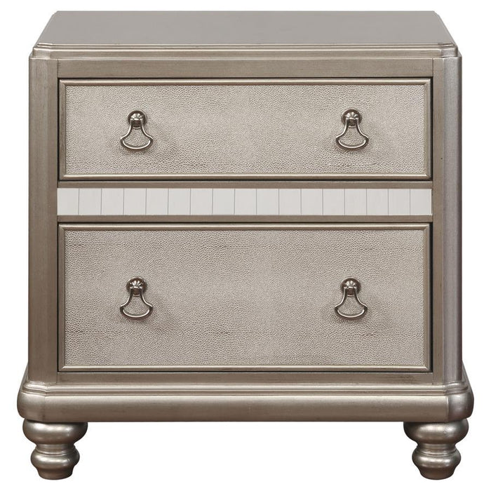 Bling Game - 2-Drawer Nightstand - Metallic Platinum