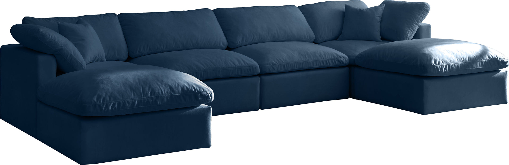 Plush - Velvet Standart Comfort Modular Sectional Standart 6 Piece - Navy - Fabric - Modern & Contemporary