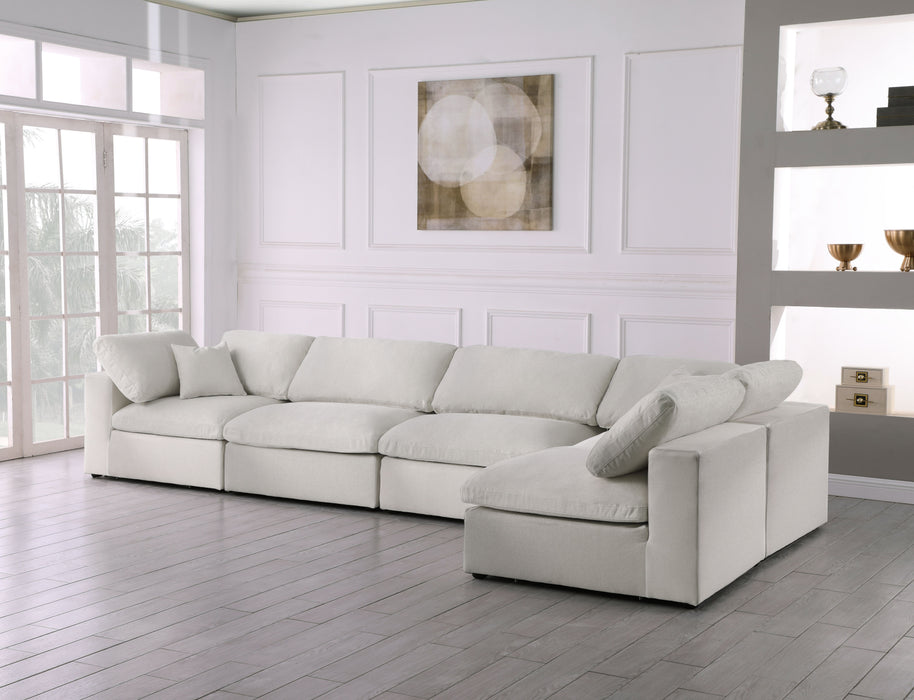 Meridian furniture serene grey linen deals fabric deluxe cloud modular sectional