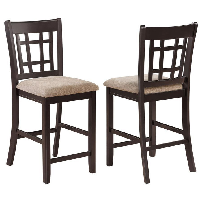 Lavon - Lattice Back Counter Stools (Set of 2) - Tan And Espresso