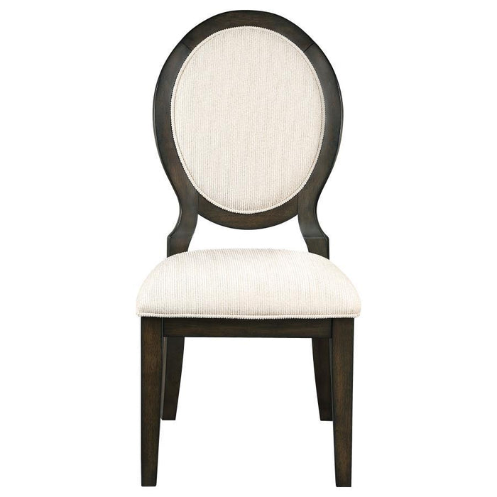 Twyla - Upholstered Oval Back Dining Side Chairs (Set of 2) - Cream And Dark Cocoa