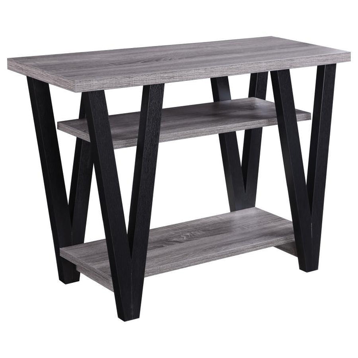 Stevens - V-Shaped Sofa Table - Black And Antique Gray