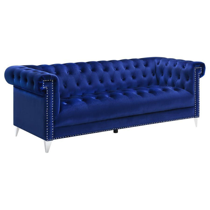 Bleker - Tufted Tuxedo Arm Sofa - Blue