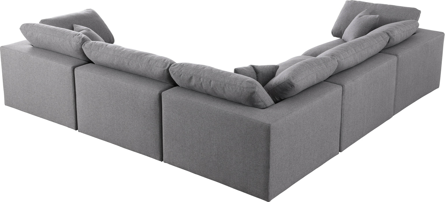 Serene - Linen Textured Fabric Deluxe Comfort Modular Sectional - Grey - Fabric