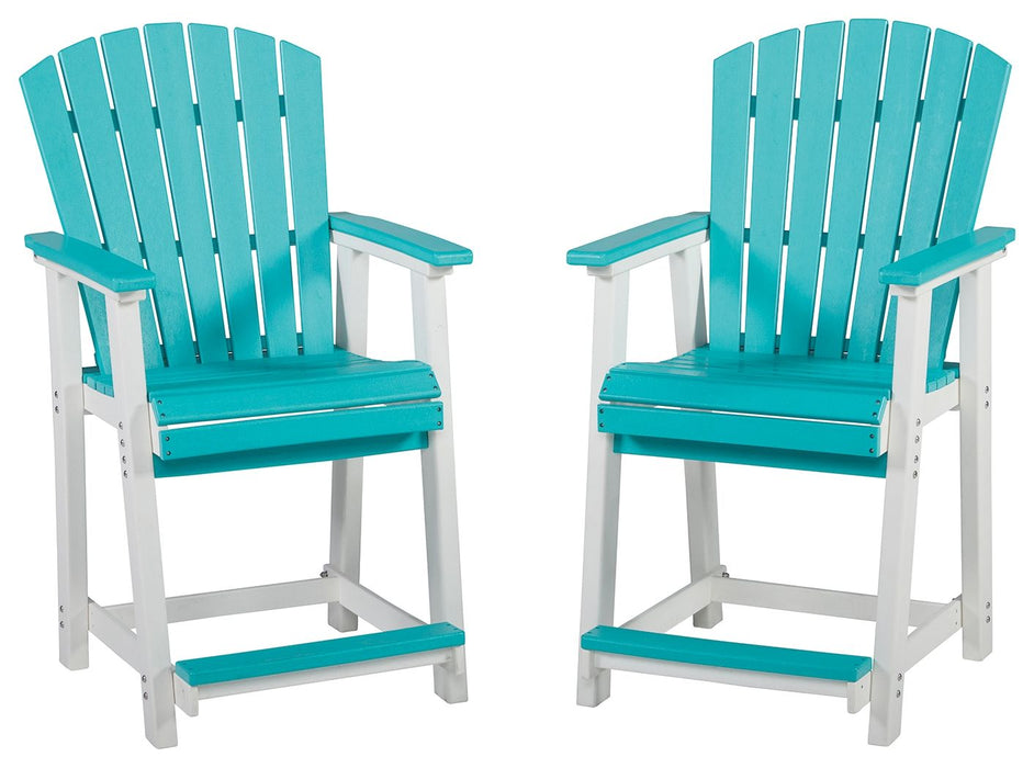 Eisely - Turquoise / White - Barstool (Set of 2)