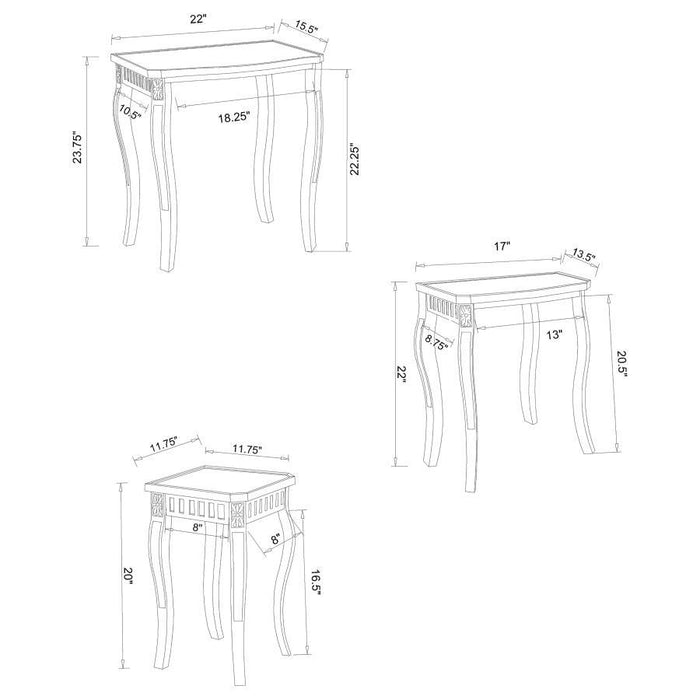 Daphne - 3 Piece Rectangular Wood Nesting Table Set - Warm Brown