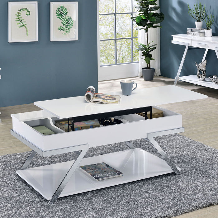 Titus - Coffee Table - White / Chrome