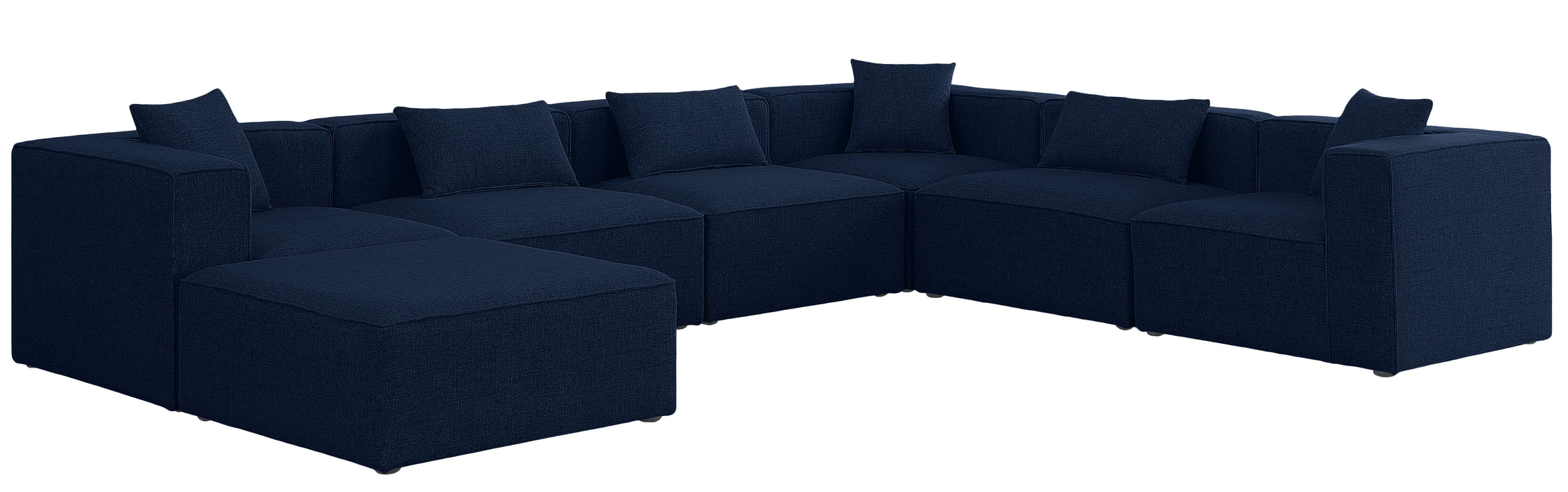 Cube - Modular Sectional 7 Piece - Navy - Fabric